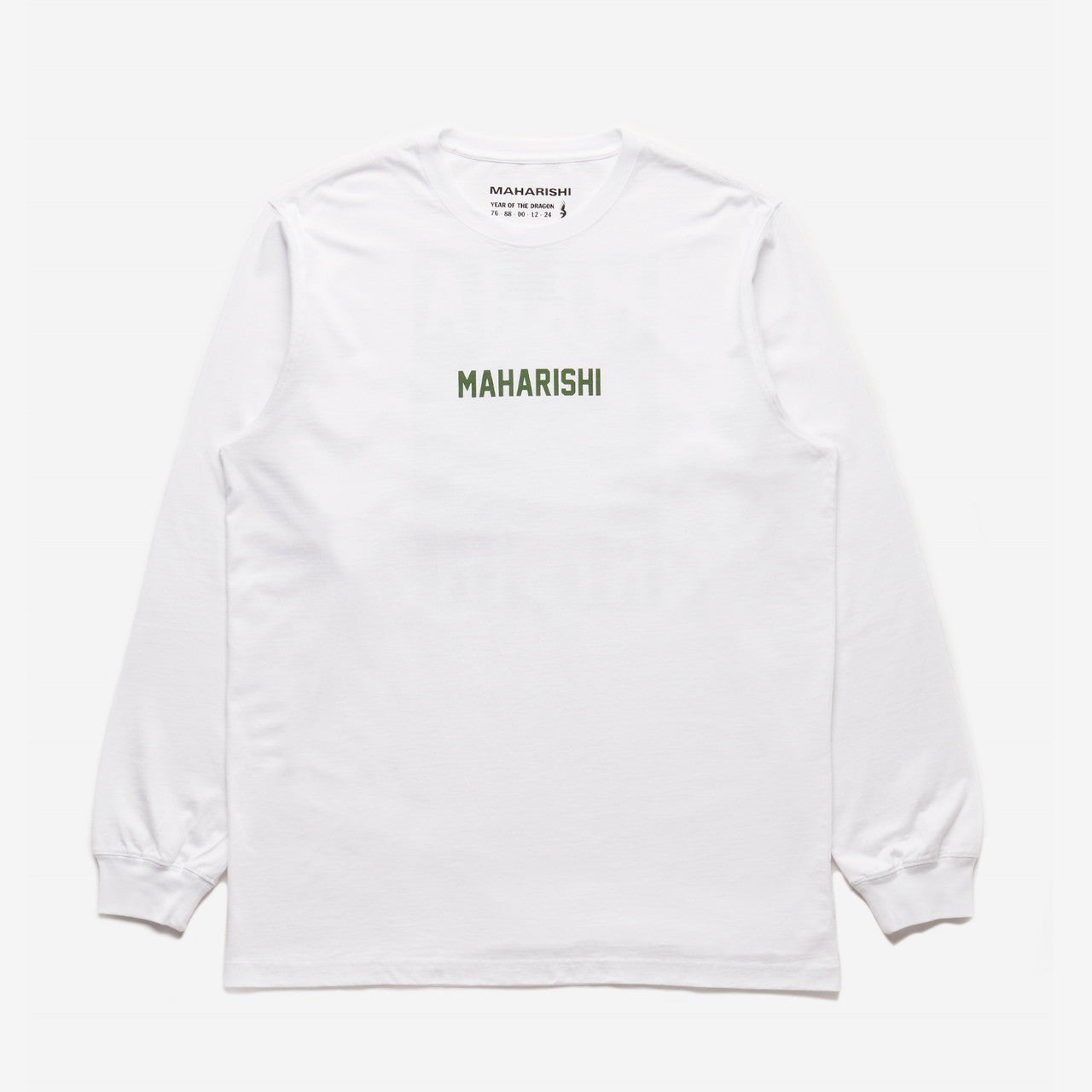 Woodblock Dragon Long Sleeve T-Shirt | 1277-WHITE