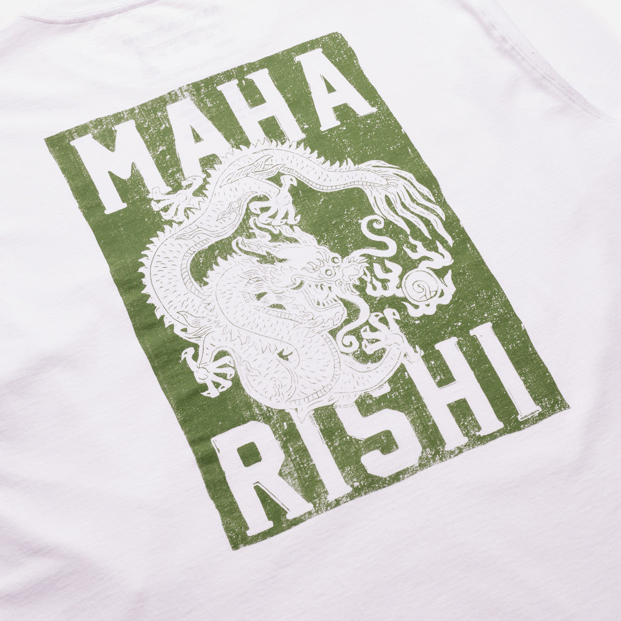 Woodblock Dragon Long Sleeve T-Shirt | 1277-WHITE