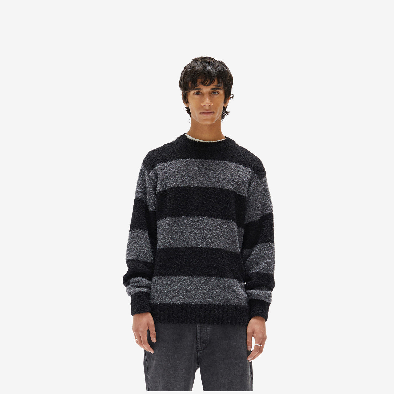 Striped Boucle Knit Crewneck | SNS-3720-5700