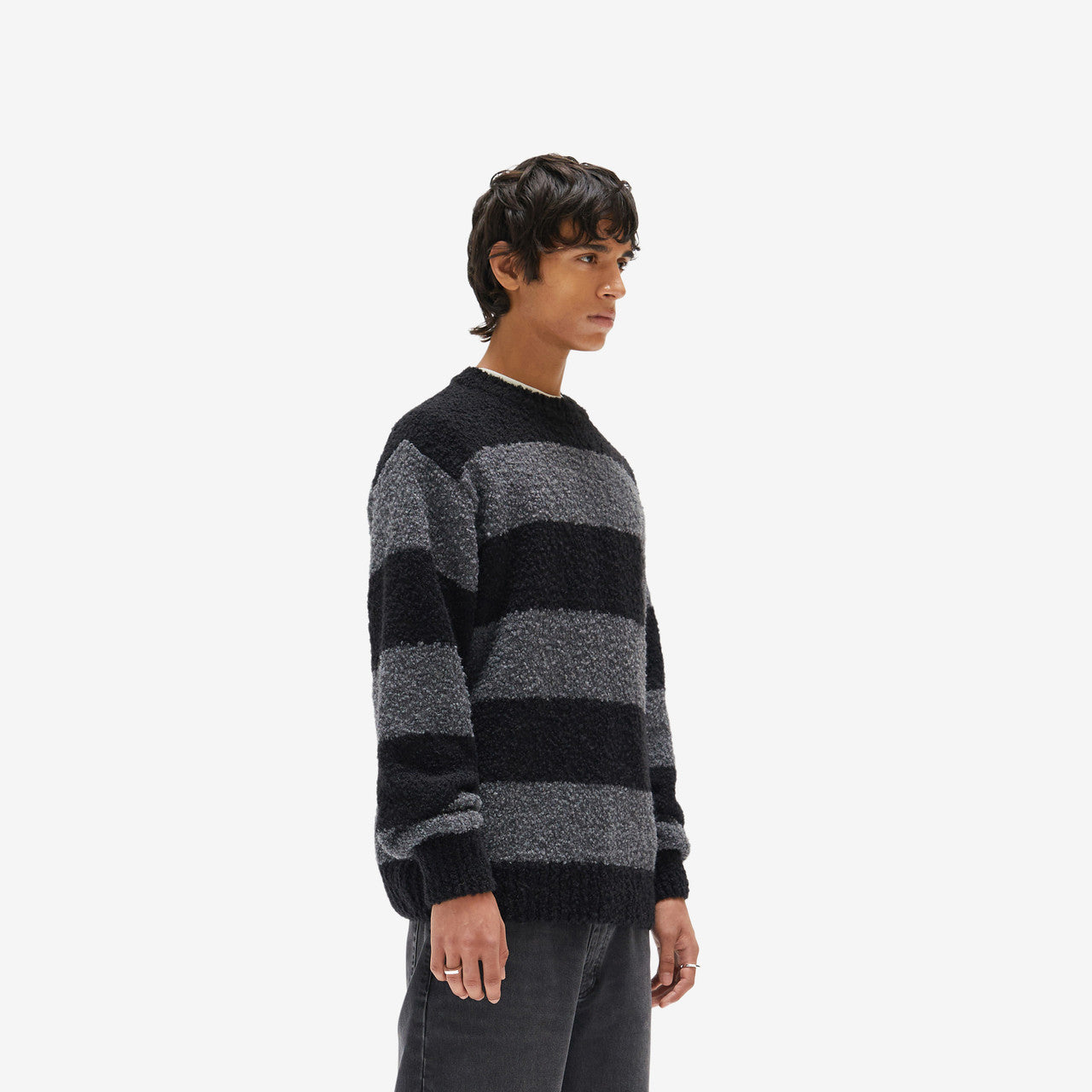 Striped Boucle Knit Crewneck | SNS-3720-5700