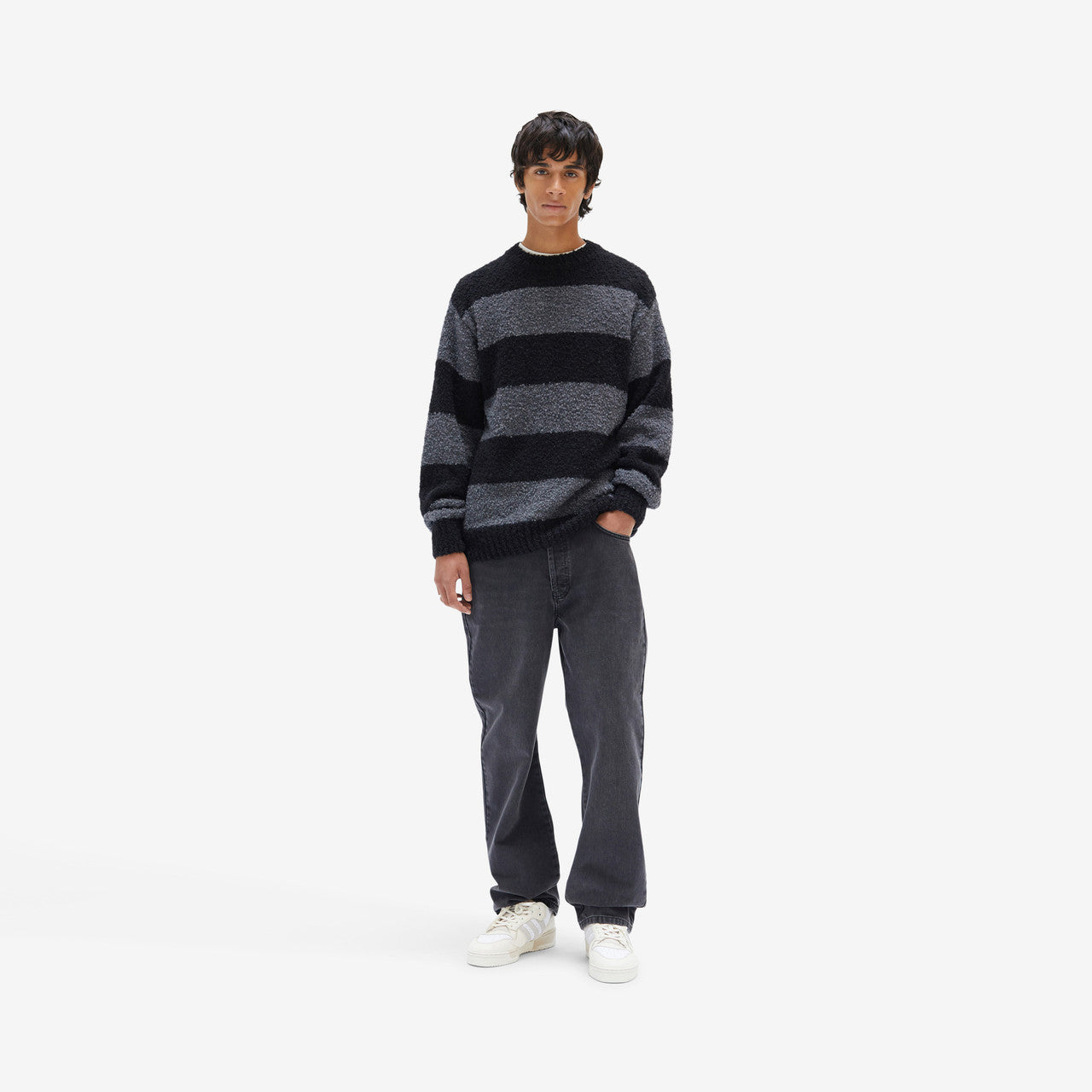 Striped Boucle Knit Crewneck | SNS-3720-5700