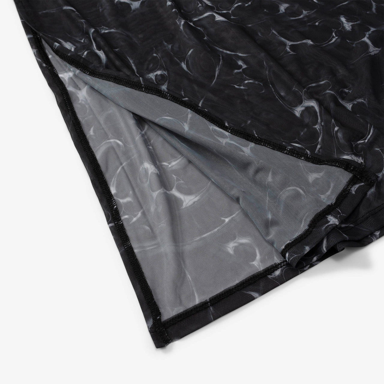 Wmns Printed Mesh Pleated Long Dress | W-131223-SILVER