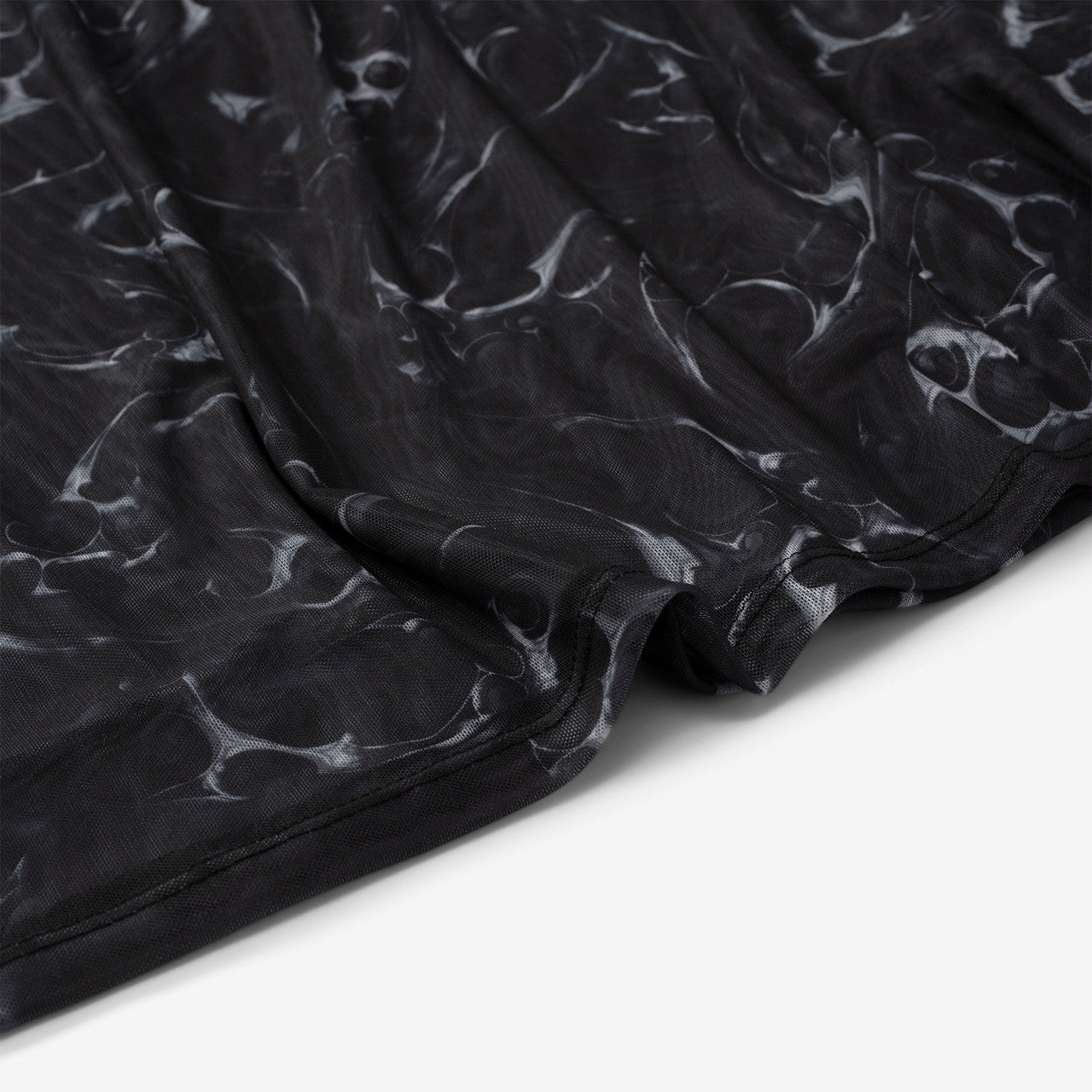 Wmns Printed Mesh Pleated Long Dress | W-131223-SILVER