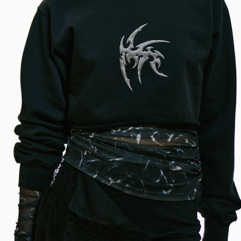 Wmns Relaxed Cropped Crewneck | W-132477-FBLACK